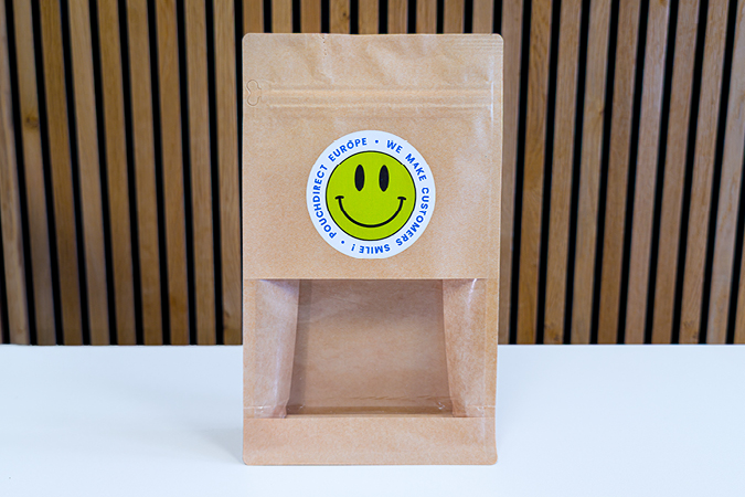Premium labels en stickers op een stazak