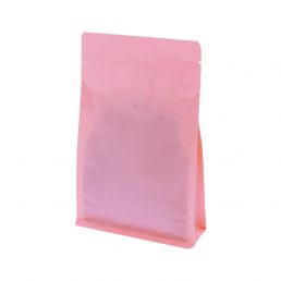 Flat bottom koffiezak met zipper - mat roze (100% recyclebaar)