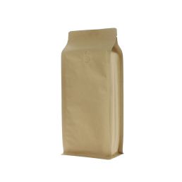 Flat bottom koffiezak kraftpapier - bruin - 500 gr (110x280+{40+40} mm)