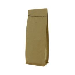 Flat bottom koffiezak kraftpapier met front zipper - bruin