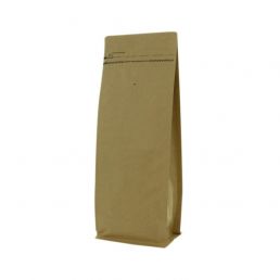 Flat bottom koffiezak kraftpapier met front zipper - bruin