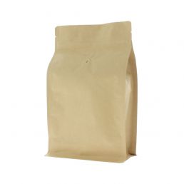 Flat bottom koffiezak kraftpapier met zipper - bruin