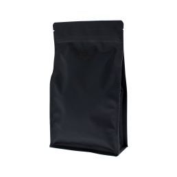 Flat bottom koffiezak met zipper - mat zwart (100% recyclebaar)