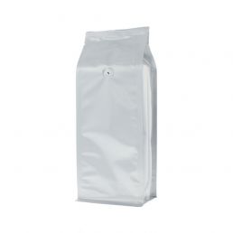 Flat bottom koffiezak - mat zilver - 1 kg (140x350+{47,5+47,5} mm)