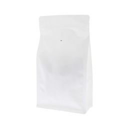 Flat bottom koffiezak met zipper - mat wit (100% recyclebaar)