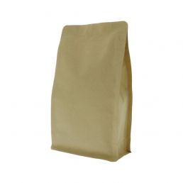 Flat bottom stazak kraftpapier aluminiumvrij met front zipper - bruin