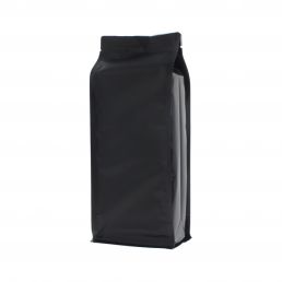 Flat bottom zak - mat zwart - 95x230+{35+35} mm (900ml)