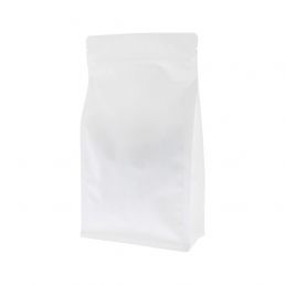Flat bottom zak met zipper - mat wit (100% recyclebaar)