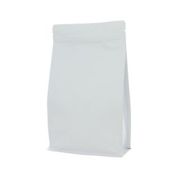 Flat bottom zak met zipper - mat wit - 195x295+{45+45} mm (3 lt)