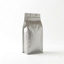 Flat Bottom Stazak Dubbel Matt Zilver (ventiel + front zipper) 95x245+(35+35)mm