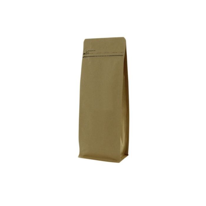 Flat bottom zak kraftpapier met front zipper - bruin - 95x245+{35+35} mm (700-800ml)