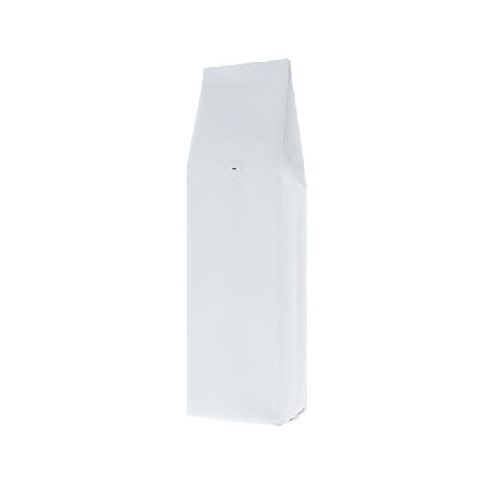 Zijvouw koffiezak - mat wit - 250 gr (80x260+ {25+25} mm)