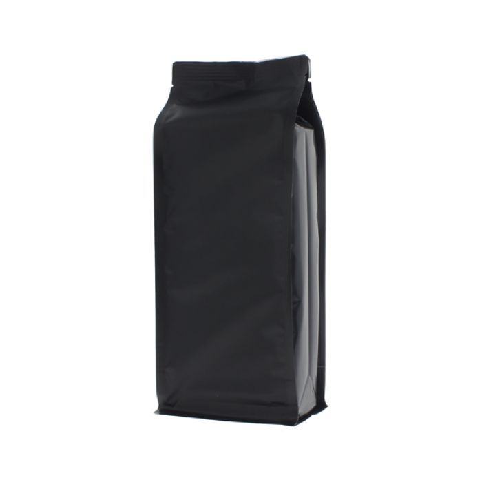Flat bottom zak - mat zwart - 140x350+{47,5+47,5} mm (2,8 lt)
