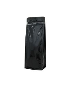 Flat bottom zak met front zipper - glanzend zwart