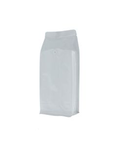 Flat bottom koffiezak - glanzend wit - 500 gr (110x280+{40+40} mm)