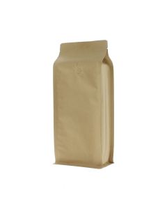 Bruine kraftpapier flat bottom koffiezak met ventiel.