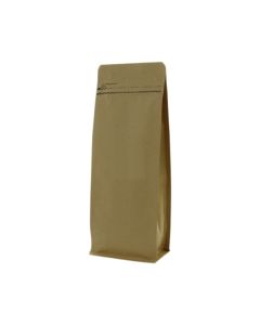 Flat bottom zak kraftpapier met front zipper - bruin