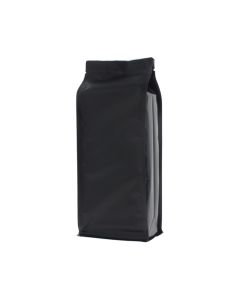 Flat bottom zak - mat zwart - 95x230+{35+35} mm (900ml)