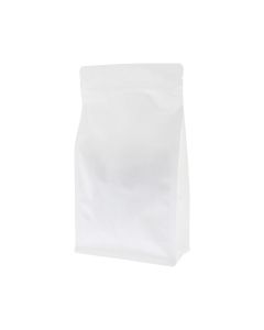 Flat bottom zak met zipper - mat wit (100% recyclebaar)