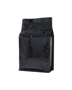 Flat bottom zak met zipper - glanzend zwart