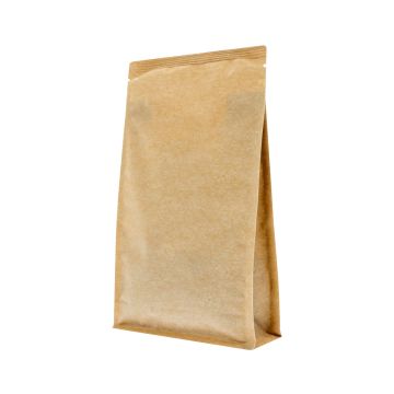 Flat bottom zak met zipper - Kraft Look (100% recyclebaar)