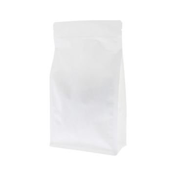Flat bottom zak met zipper - mat wit  (100% recyclebaar)