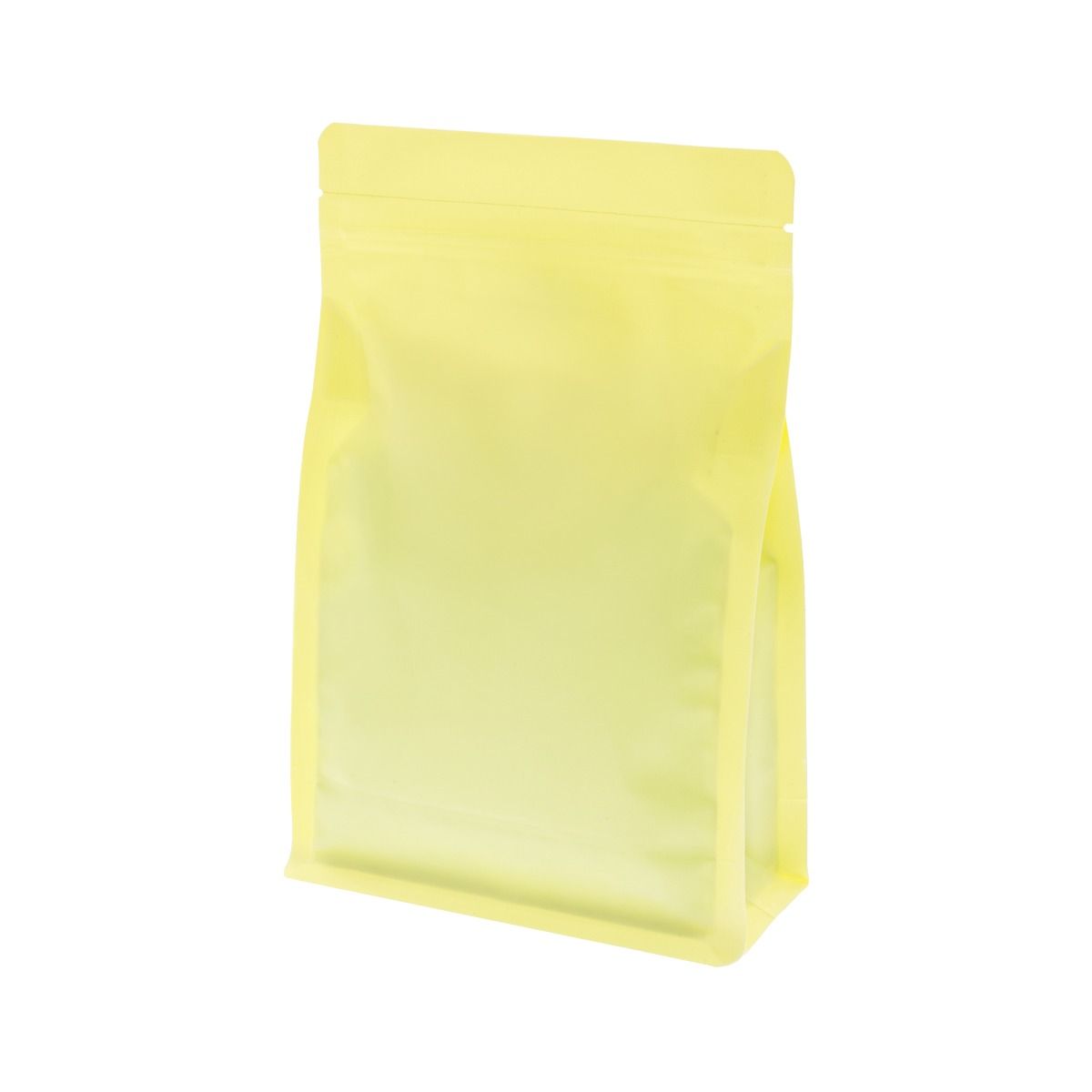 Flat bottom zak met zipper - mat geel (100% recyclebaar)