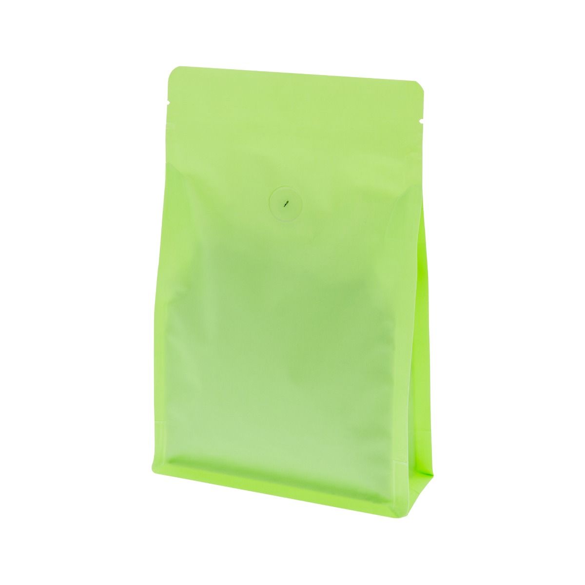 Flat bottom koffiezak met zipper - mat groen (100% recyclebaar)
