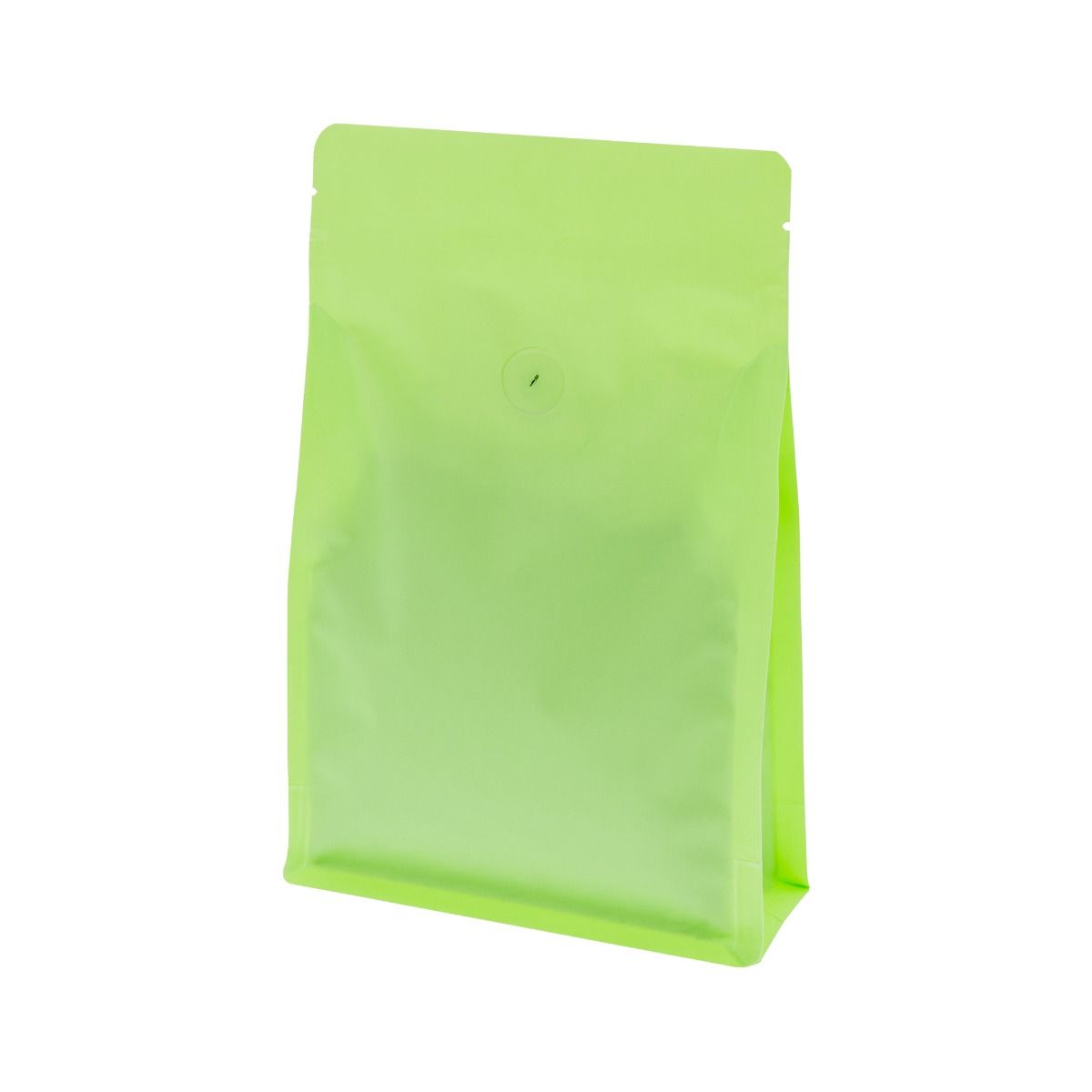 Flat bottom koffiezak met zipper - mat groen (100% recyclebaar)