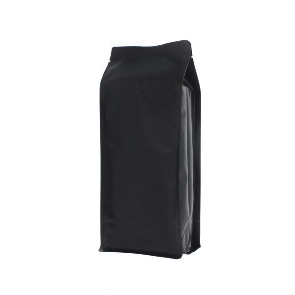Flat bottom koffiezak - mat zwart - 110 gr (95x185+{30+30} mm)