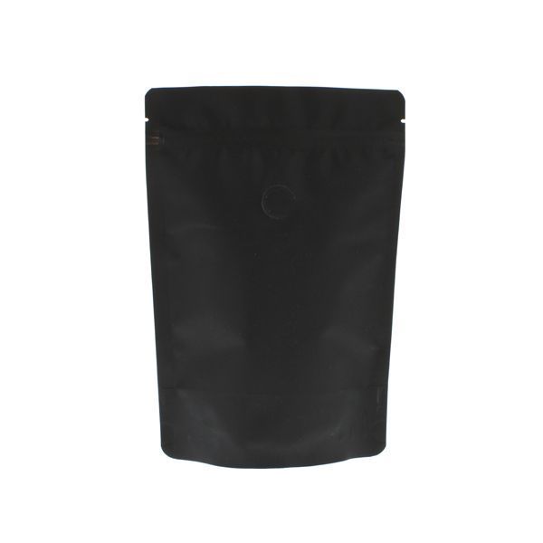 Koffiezak met Paper Feel Varnish - zwart - 500 gr (190x265+{55+55} mm)