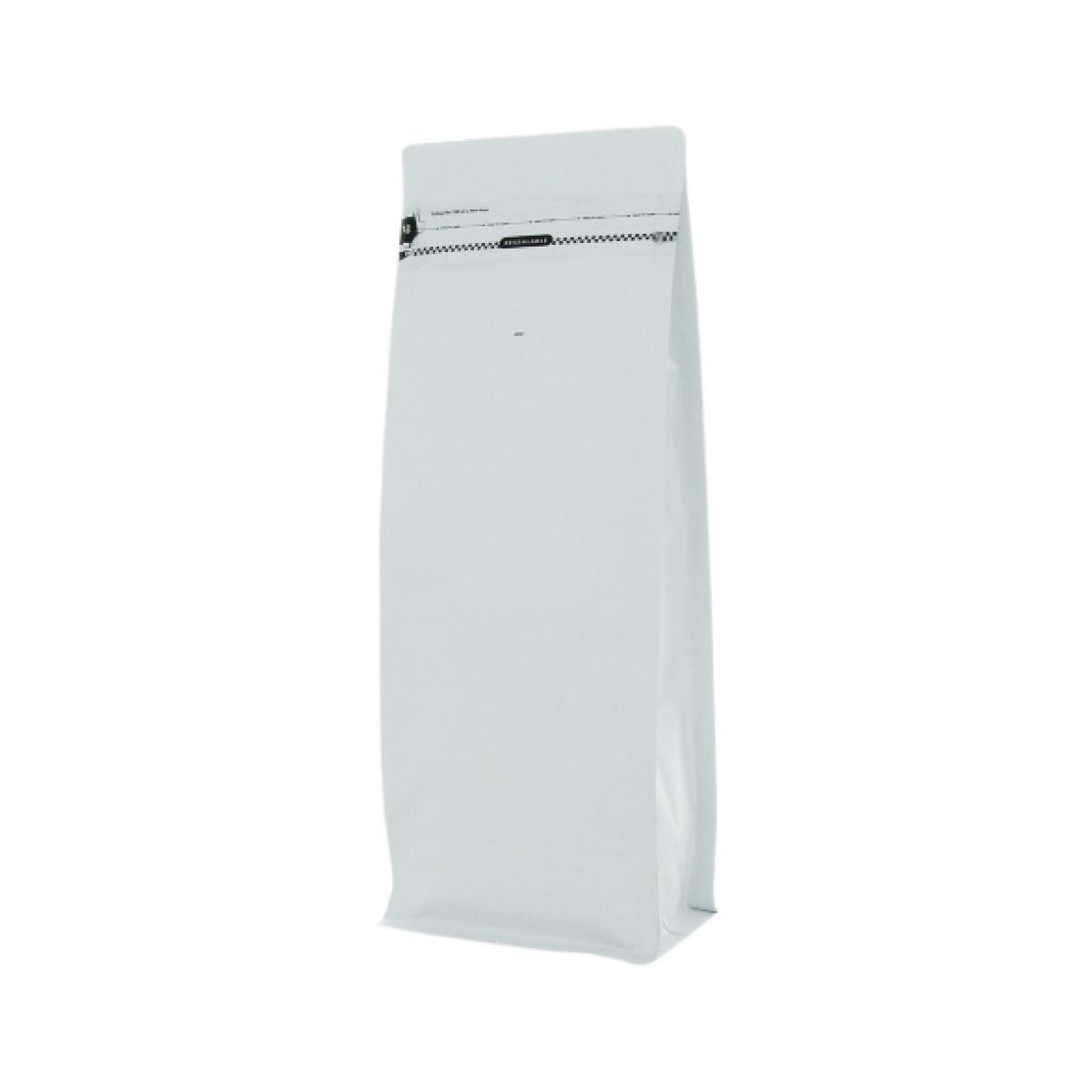 Flat bottom koffiezak met front zipper - mat wit