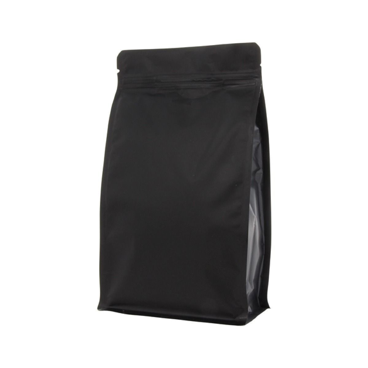 Flat bottom zak met zipper - mat zwart