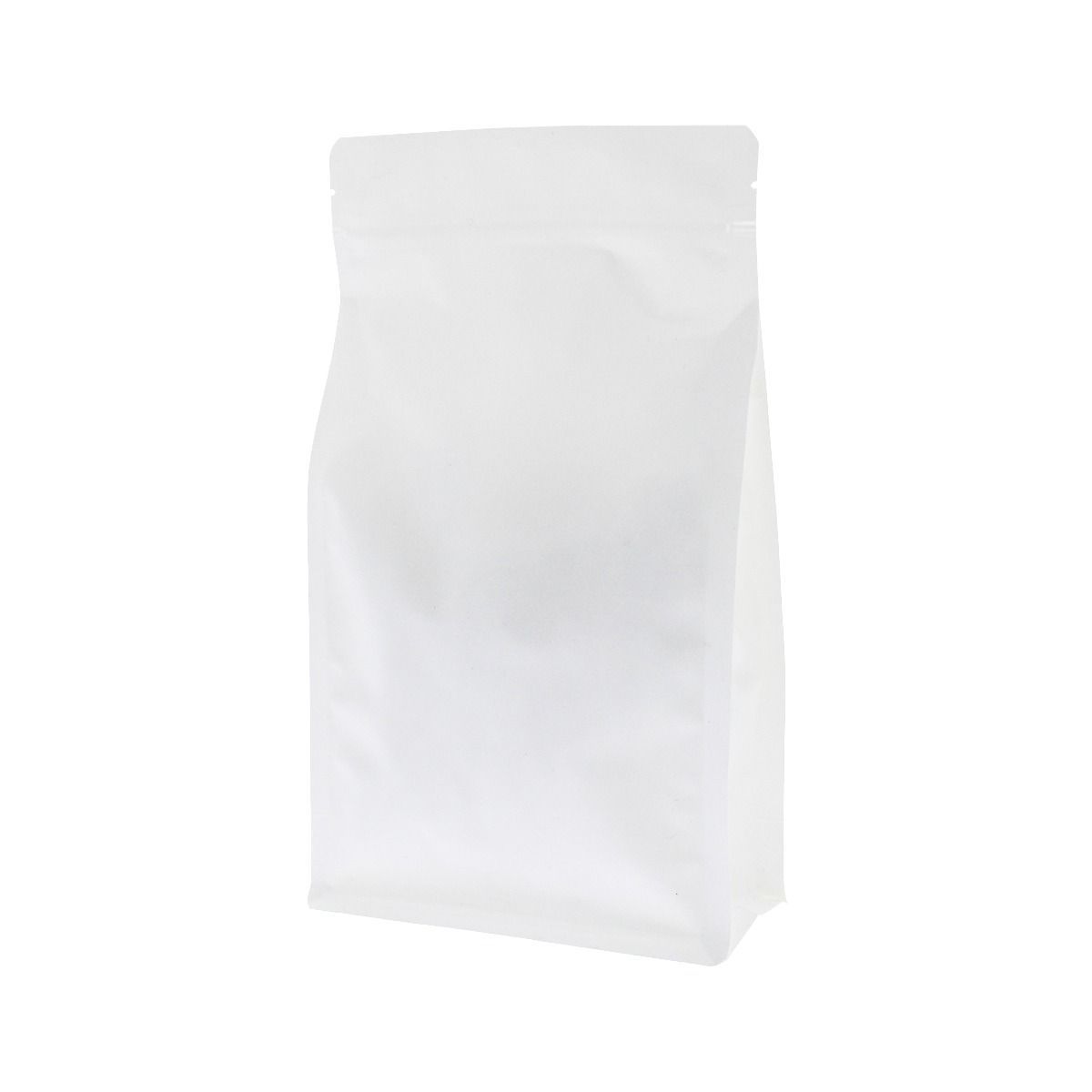 Flat bottom zak met zipper - mat wit  (100% recyclebaar)