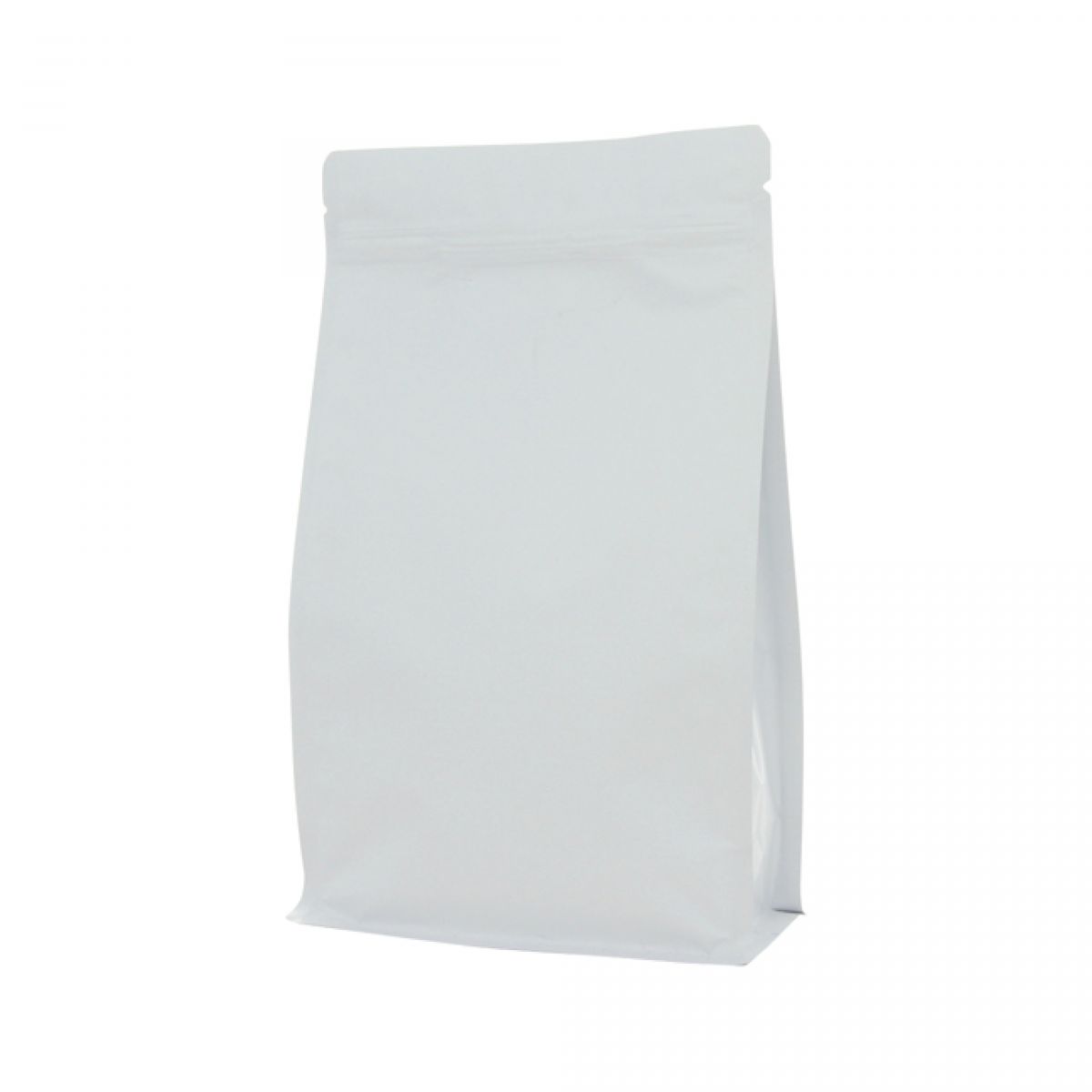 Flat bottom zak met zipper - mat wit - 140x210+{35+35} mm (1lt)
