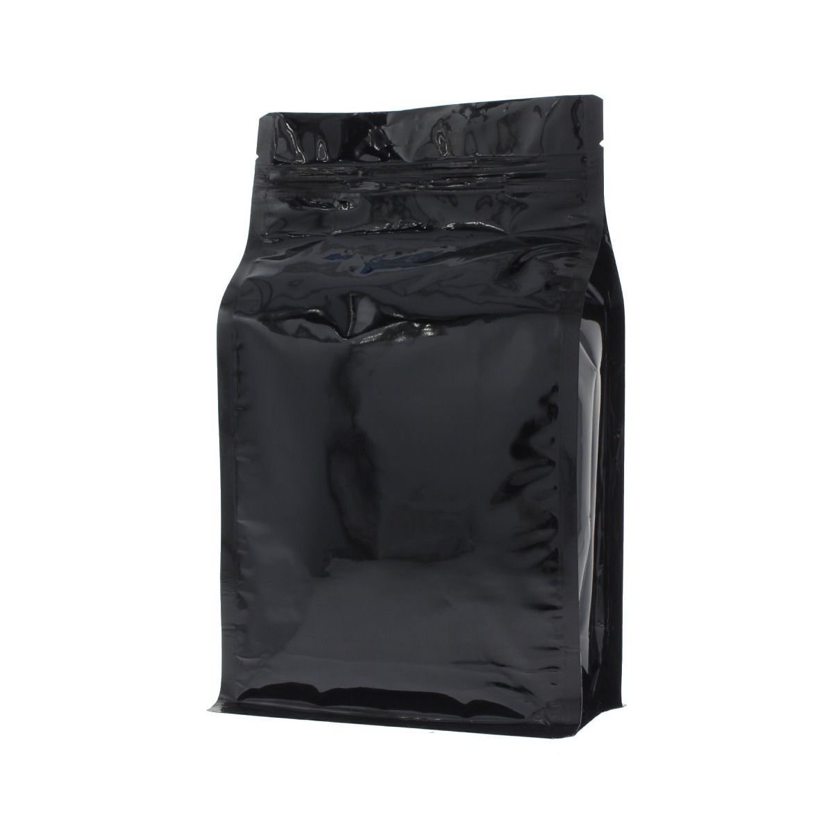 Flat bottom zak met zipper - glanzend zwart