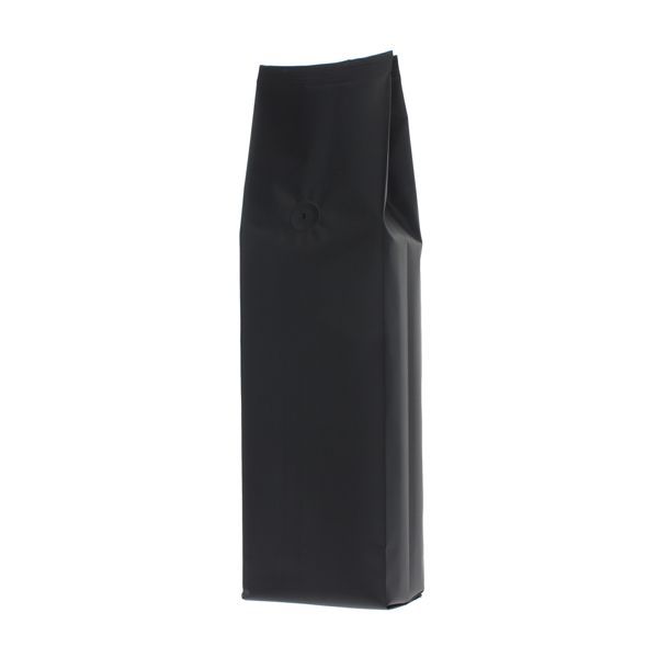 Zijvouw koffiezak - mat zwart - 1 kg (135x390+{40+40} mm)