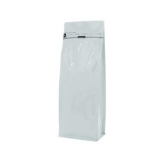 Flat bottom zak met front zipper - glanzend wit - 140x360+{47,5+47,5} mm (2,8-3,3 ltr)