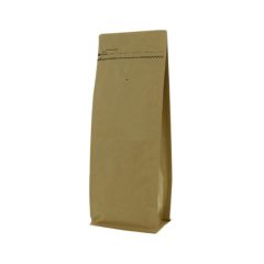 Flat bottom koffiezak kraftpapier met front zipper - bruin - 110 gr (95x185+{30+30} mm)