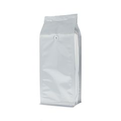 Flat bottom koffiezak - mat zilver - 1 kg (140x350+{47,5+47,5} mm)