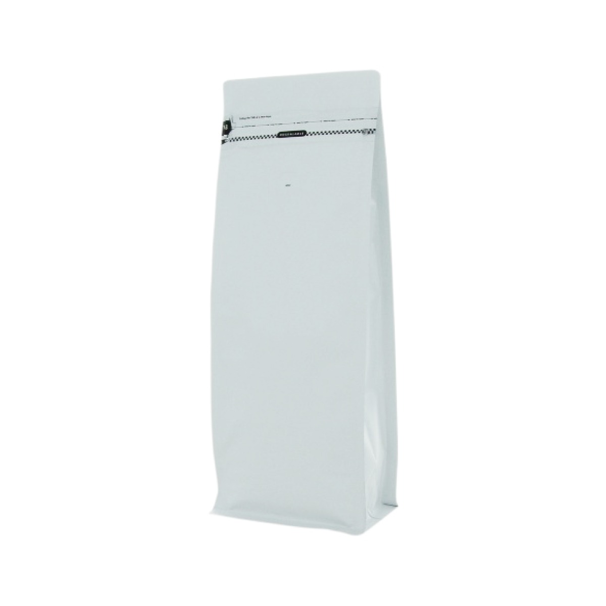 Flat bottom koffiezak met front zipper - mat wit