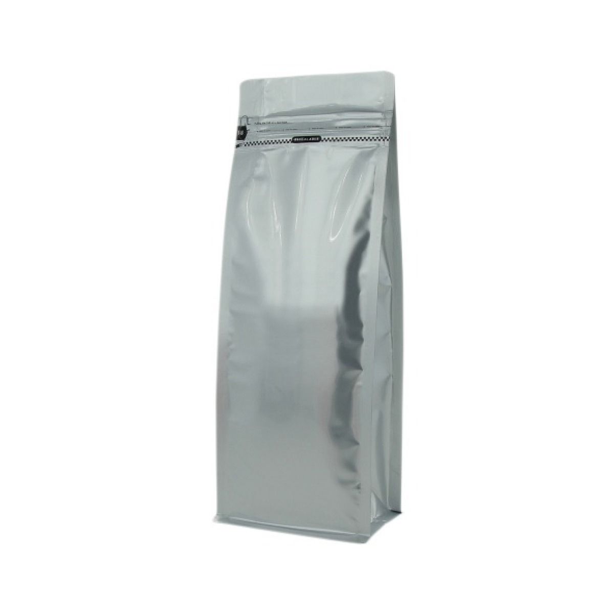 Flat bottom zak met front zipper - mat zilver