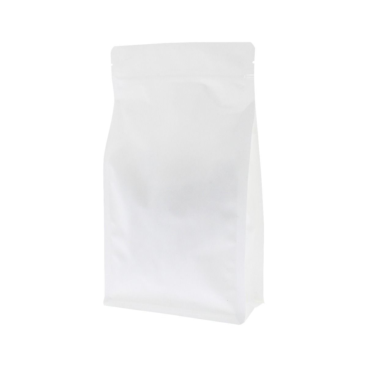 Flat bottom zak met zipper - mat wit (100% recyclebaar)