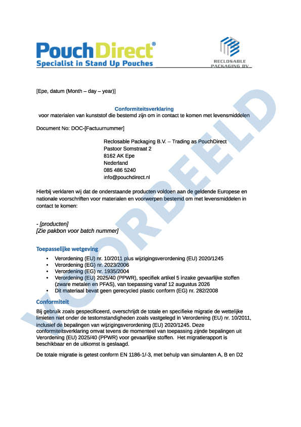Declaration of Compliance