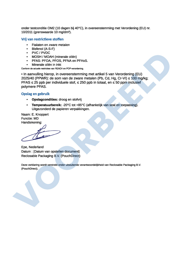 Declaration of Compliance